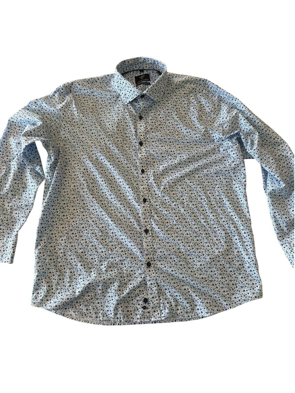Forsyth of Canada Button Down Shirt Mens XL Floral Blue Non Iron Long Sleeve
